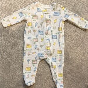 Roller Rabbit White Baby One-Piece with Pastel Popsicle Print